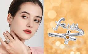 Amazon.com: Cross Ring, Faith Ring Sterling Silver Open Adjustable Cross  Mustard Seeds Wrap Ring Christian Faith Ring Cross Faith Jewelry Gifts for  Women Mother's Day: Clothing, Shoes & Jewelry