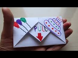 Use the card to hint at 60th birthday gifts, even funny gift ideas. Diy Pull Tab Origami Envelope Card Letter Folding Origami Birthday Card Greeting Card Youtube