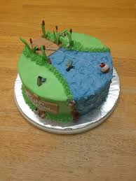 Your kitties need not be left out during their birthday. 8 Double Layer Fishing Theme Toothpick Cat Tails Royal Icing Cattail Leaves Chocolate Rocks Plasti Fish Cake Birthday Gone Fishing Cake Fishing Theme Cake