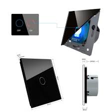 Black touch sensitive light switch , smart remote control dimmer switch for led lights. Touch Dimmer Light Switch 1 Compartment With Black Glass Cover Bep24 Floor Sockets Switches Sockets Accessories