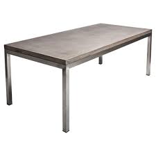 Stainless steel (leg), granite (top). Chloe Modern Classic Stainless Steel Base Rectangular Top Outdoor Dining Table 31 D 40 D Kathy Kuo Home