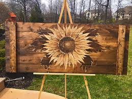 Large Wood Sunflower Decor Rustic Sunflowers Wall Art Flower Etsy Sunflower Wall Art Sunflower Decor Metal Tree Wall Art