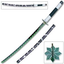 Vingunt 5 demon blade mimaya ikogawa (shizuganwa sanemi), cosplay, sword, children, children, kids, hinarian sword tool, cosplay, demon killer, weapon. Demon Slayer Sanemi Shinazugawa Green Nichirin Sword Katana Metal Katana Armas Rpg Espadas