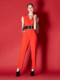 Kirmizi Firfir Yaka Seritli Tulum Iw6190014019034 Ipekyol Moda Stilleri Elbise Modelleri Mankenler