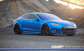 Blue Tesla Model S P90d Matte Black Rims Adv1 Directional Wheels V Tesla Model S Tesla Model Tesla