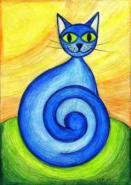 Blue Cat Tuval Resimleri Soyut Ekspresyonizm Ve Mavi Kediler