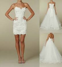 White Ivory Lace Short Wedding Dress Detachable Train Tulle Custom Bridal Gown Ebay In 2020 Short Bridal Gown Wedding Dress Detachable Skirt Detachable Wedding Dress