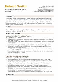 Substitute Teacher Resume Samples Qwikresume