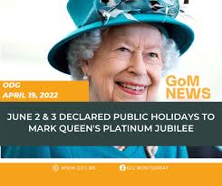 PUBLIC HOLIDAYS TO MARK QUEEN'S PLATINUM JUBILEE