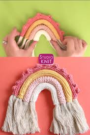 Boho Knitted Rainbow Wall Hanging Video Knit Decor Rainbow Diy Rainbow Wall