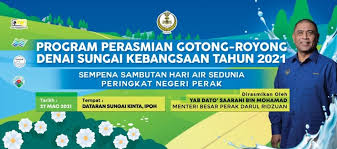Program ini bertujuan untuk mempertingkatkan kebersihan dan keindahan kawasan sekolah supaya ianya terus menjadi persekitaran yang kondusif. Hebahan Program Perasmian Gotong Royong Perdana Denai Sungai Kebangsaan Tahun 2021 Sempena Hari Air Sedunia Peringkat Negeri Perak Enviro Knowledge Center