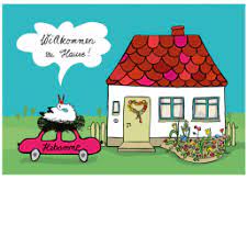 Im garten oder zu hause would mean that the garden is not part of the same home. Gluckwunschkarte Willkommen Zu Hause