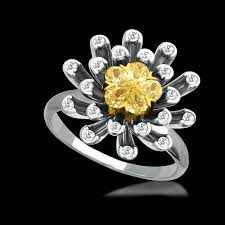 Natural Yellow White Diamond Cocktail Ring Pink Diamond Jewelry Art Jewelry Ring Yellow Jewelry