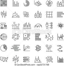 Statistics Business Graphs And Charts Outline Vector Icons Financial Diagrams Line Pictograms