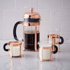 Bodum 34oz 8 cup chambord coffee french press pot copper. Bodum Copper Coffee Collection