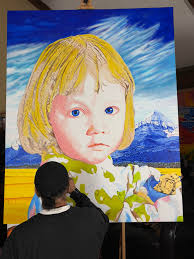 Blue sky artwork in progress, studio update