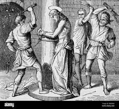 Jesus is scourged and crowned with thorns, a scene of the New Testament,  Histoire Biblique de L´Ancien Testament Stock Photo - Alamy