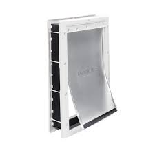 Consider automatic pet doors or electronic dog doors that only operate for pets via collar keys or other individually identifiable methods like rfid chips. Petsafe 10 1 8 In X 16 1 4 In Large White Plastic Pet Door Hpa11 10968 The Home Depot