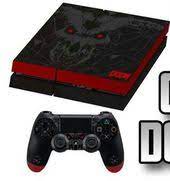 custom doom ps4 and controller designed with cyber demon skull and pentagram on both ps4 controller doom ps4 doom 4 ps4 controller