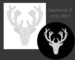 When you purchase a digital pattern you will receive a. Deer Head Silhouette Cross Stitch Patterns With Alternative Blackwork Pattern For Stitching