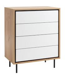 La commode 4 tiroirs 212403 de nexera est offerte dans un fini blanc et noyer tendance avec un les 4 tiroirs sont montes sur de solides coulisses de metal et fournissent du rangement pratique pour. Commode 4 Tiroirs Halby S Blanc Chene Jysk