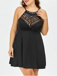 Lace Trim Empire Waist Plus Size Slip Skater Babydoll Dress Plus Size Dresses Best Cocktail Dresses Plus Size Outfits