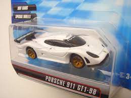 White, w/white 'porsche' on windshield & wing, porsche emblem on front, black interior, black malaysia base, w/chrome/goldcm6's (r8491). é¢¨ç«è¼ªhot Wheels Speed Machines Porsche 911 Gt1 98 éœ²å¤©æ‹è³£