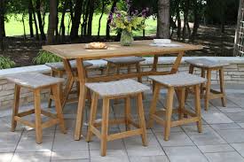 Rasberry 7 piece bar height dining set. Nautical Teak Wood Counter Height Outdoor Table With All Weather Wicker
