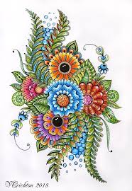 Zentangle Art Zentangle Gems And Droplets Colour Pencils Viktoriya Crichton Zentangle Art Doodle Art Flowers Coloring Book Art