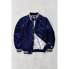 Starter Hooded Varsity Jacket 80 Liked On Polyvore Featuring Men S Fashion Men S Clothing Men S Oute Varsity Jacket Men Cool Bomber Jackets Urban Jacket