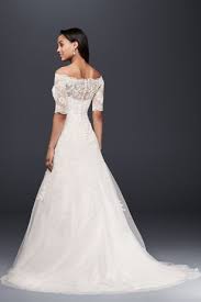 V neck appliqued 3 4 sleeve long lace wedding dress ucenter dress. Jewel Off The Shoulder 3 4 Sleeve Wedding Dress David S Bridal