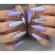 The stiletto nails come to a distinct point at the top and could poke an eye out if they needed to. Margaritasnailz On Instagram Vetro Usa Stilettonails Gelnails Nails Margaritasnailz Naila Purple And Silver Nails Silver Nails Blue And Silver Nails