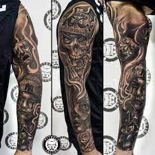 Chicano Full Sleeve Tattoo Sleeve Tattoos Black Tattoos Black And Grey Tattoos