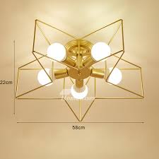 Pentagram Star Ceiling Light Fixtures Children S Room Bedroom Modern Wrought Iron White Yellow Gold