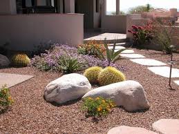 Desert Walkway Ideas Several Great For Backyard Desert Landscaping Ideas On A Budge Xeriscape Front Yard Front Yard Landscaping Design Landscaping With Rocks