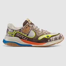 Gucci Men S Ultrapace Sneaker In Leathers And Fabrics 3 Cm Heel Green Lulux
