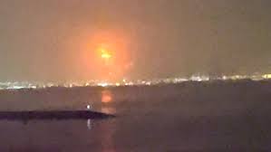 A violent expansion or bursting with noise, as of gunpowder or a boiler (opposed to implosion). Ship Fire Causes Large Explosion In Dubai Says State Media Cbc News