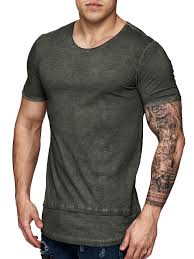 f s men dyed t shirt army green casual wear for men t