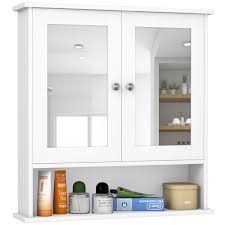 Finish off your bathroom or cloakroom makeover with one of our mirrored bathroom cabinets in a range of styles and finishes. Costway New Bathroom Wall Cabinet Double Mirror Door Cupboard Storage Medicine Cabinet Shelf White Walmart Com Walmart Com