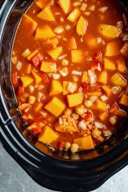 Moroccan spices plus dried fruit is a lovely combination with lamb, lentils, and sweet potatoes in this hearty soup that's perfect for buy ingredients online. Moroccan Chickpea Stew Slow Cooker Recipe Simply Quinoa