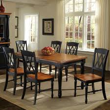 Home Styles Monarch 7 Piece Dining Table With 6 Double X Back Chairs Black Oak The Mon Rectangle Dining Table Dining Room Furniture Sets Dining Room Sets