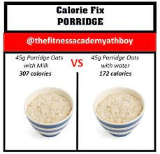 The Fitness Academy On Twitter Simple Calorie Fix 45g Porridge With Water Vs 45g Porridge With Milk Most People Thankfully Are Steering Away From The Kids Sugar Filled Breakfast Cereals And Have