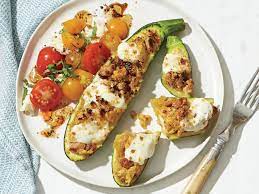 Stuffed Zucchini Boats With Tomato Salad Recipe Recipe Cooking Light Recipes Recipes Cooking Light