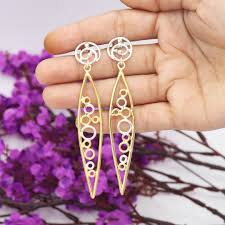 Two Tone Earrings, Dangle Earrings, Sterling Silver and Brass Handcrafted  Earring, Statement Dangling Earrings, Bubble Circle Earrings