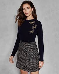 Dragonfly Embellished Jumper Designer Outfits Woman Designer Cardigans Knitwear