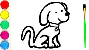 How To Draw A Cute Puppy For Kids Simple Animals Drawing And Painting For Children Youtube