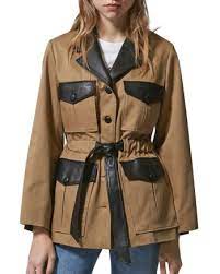 The Kooples Leather Trim Utility Jacket Women Bloomingdale S Womens Utility Jacket Utility Jacket Jackets