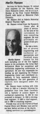 obit of Merlin Hansen