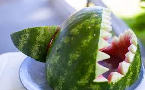 Melonen Hai Schnitzen Anleitung Und Bilder Zum Rezept Melonen Hai Wassermelone Ideen Und Hai Wassermelone