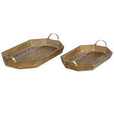 Great savings & free delivery / collection on many items. Set Of 2 Octagon Wooden Serving Trays With Handles White Brown Olivia May Target